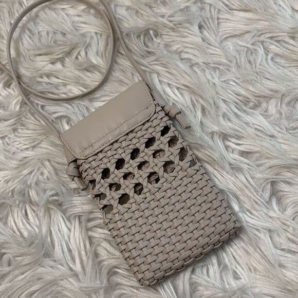 H&M HM Women’s Beige Small Smart Phone Crossbody Bag snap closure One Size - Picture 3 of 4